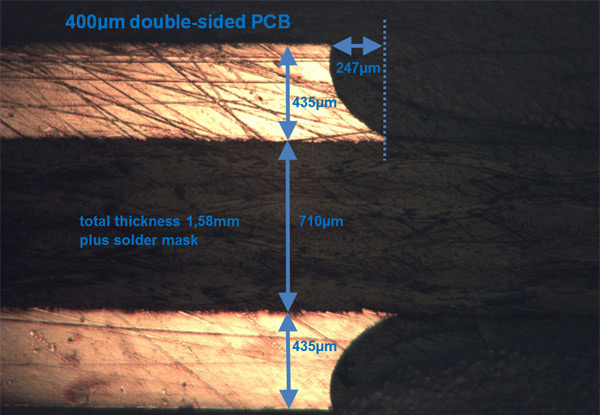400 µm heavy copper PCB in cross-section